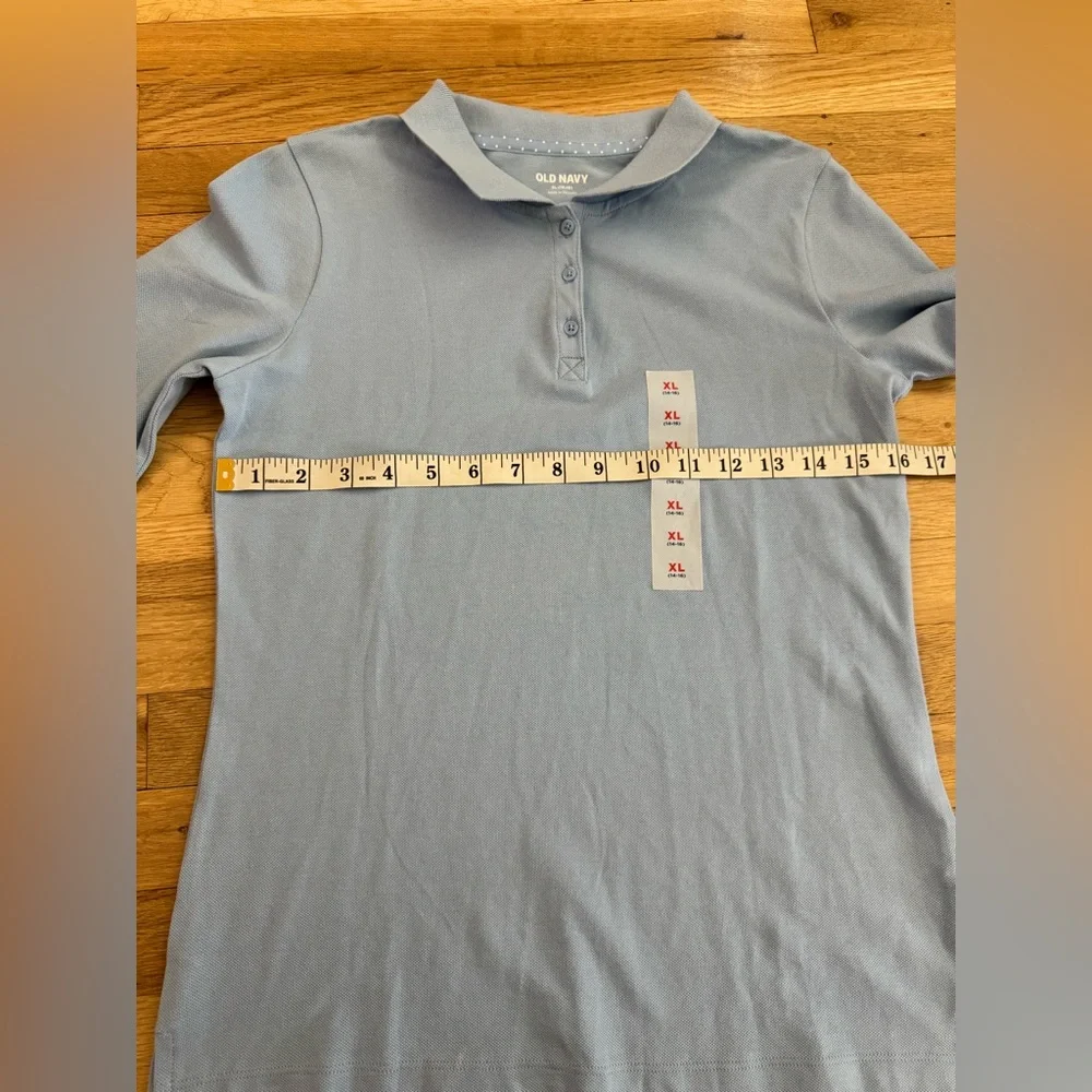 Old Navy Uniform Pique Long Sleeves Polo Shirt for Girls in Light Blue